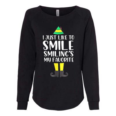 Smiling Is My Favorite Christmas Elf Buddy Womens California Wash Sweatshirt