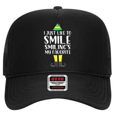 Smiling Is My Favorite Christmas Elf Buddy Trucker Hat