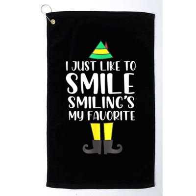 Smiling Is My Favorite Christmas Elf Buddy Platinum Collection Golf Towel