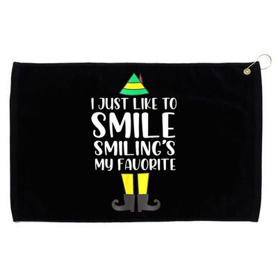 Smiling Is My Favorite Christmas Elf Buddy Grommeted Golf Towel