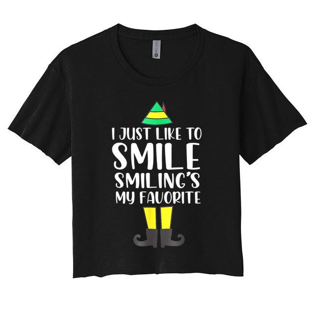 Smiling Is My Favorite Christmas Elf Buddy Crop Top