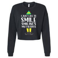 Smiling Is My Favorite Christmas Elf Buddy Cropped Pullover Crew