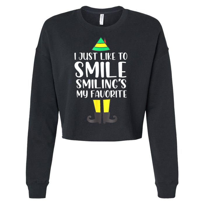 Smiling Is My Favorite Christmas Elf Buddy Cropped Pullover Crew