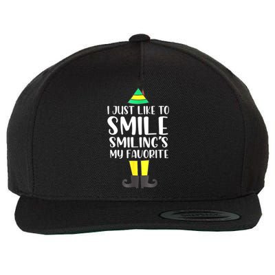 Smiling Is My Favorite Christmas Elf Buddy Wool Snapback Cap