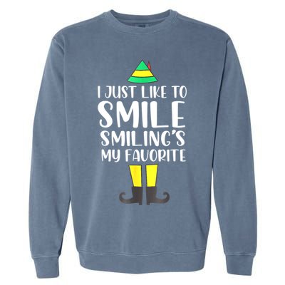 Smiling Is My Favorite Christmas Elf Buddy Garment-Dyed Sweatshirt