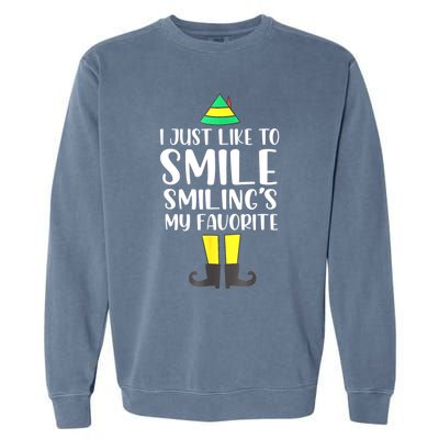 Smiling Is My Favorite Christmas Elf Buddy Garment-Dyed Sweatshirt