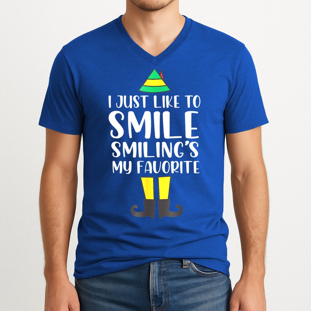 Smiling Is My Favorite Christmas Elf Buddy V-Neck T-Shirt