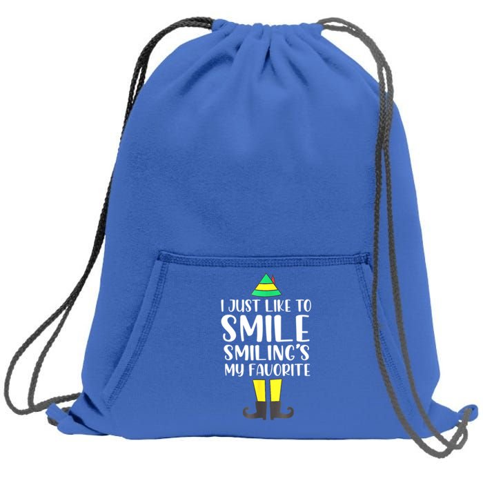 Smiling Is My Favorite Christmas Elf Buddy Sweatshirt Cinch Pack Bag