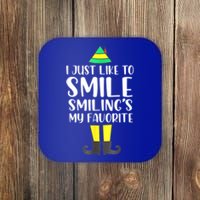 Smiling Is My Favorite Christmas Elf Buddy Coaster