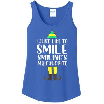 Smiling Is My Favorite Christmas Elf Buddy Ladies Essential Tank