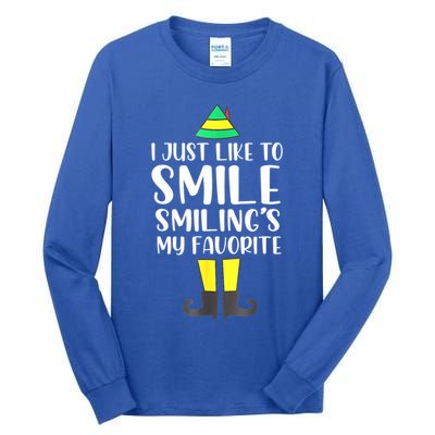 Smiling Is My Favorite Christmas Elf Buddy Tall Long Sleeve T-Shirt