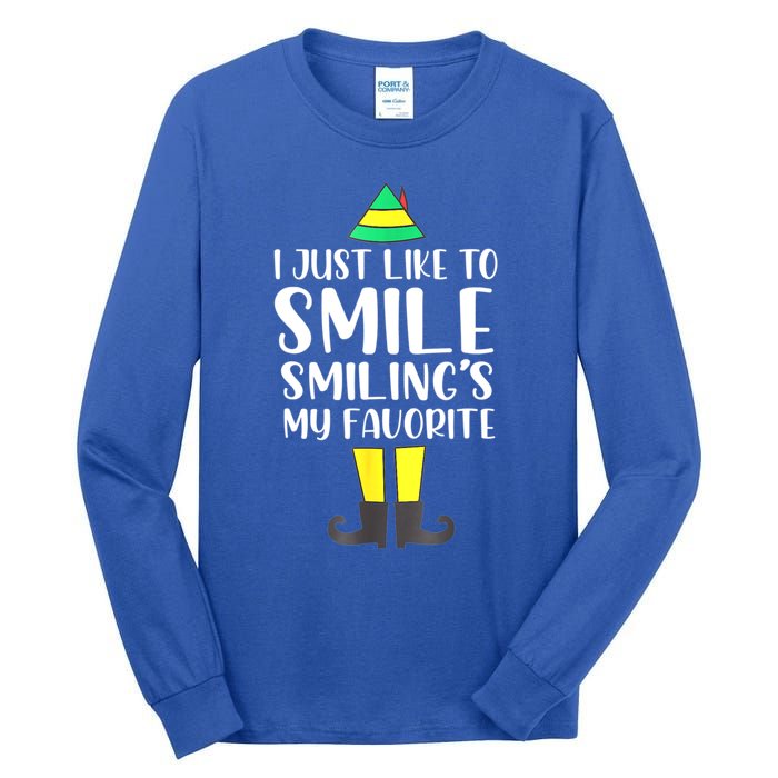 Smiling Is My Favorite Christmas Elf Buddy Tall Long Sleeve T-Shirt