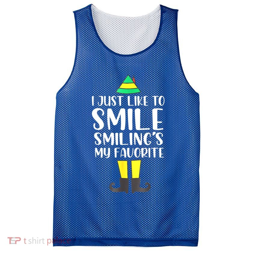 Smiling Is My Favorite Christmas Elf Buddy Mesh Reversible Basketball Jersey Tank
