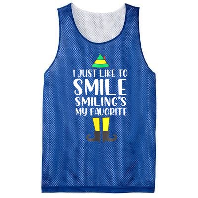 Smiling Is My Favorite Christmas Elf Buddy Mesh Reversible Basketball Jersey Tank