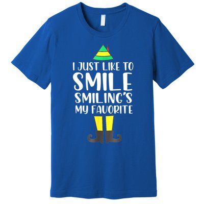 Smiling Is My Favorite Christmas Elf Buddy Premium T-Shirt