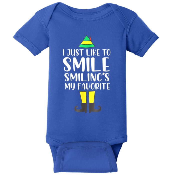 Smiling Is My Favorite Christmas Elf Buddy Baby Bodysuit