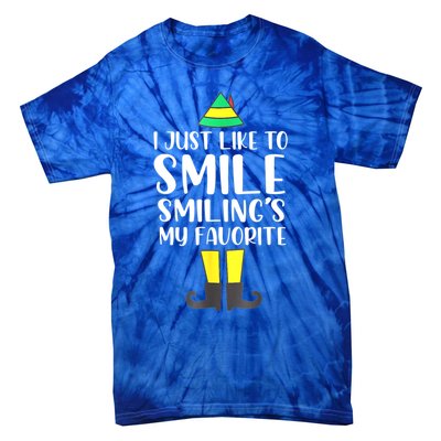 Smiling Is My Favorite Christmas Elf Buddy Tie-Dye T-Shirt