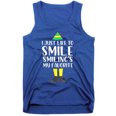 Smiling Is My Favorite Christmas Elf Buddy Tank Top