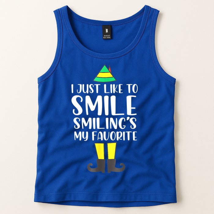 Smiling Is My Favorite Christmas Elf Buddy Tank Top