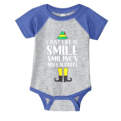 Smiling Is My Favorite Christmas Elf Buddy Infant Baby Jersey Bodysuit