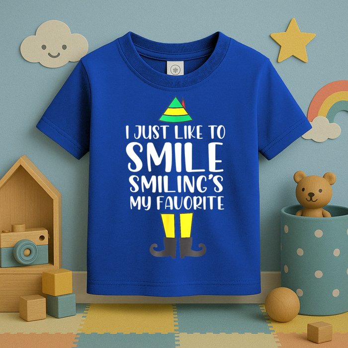 Smiling Is My Favorite Christmas Elf Buddy Toddler T-Shirt