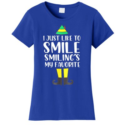 Smiling Is My Favorite Christmas Elf Buddy Women's T-Shirt