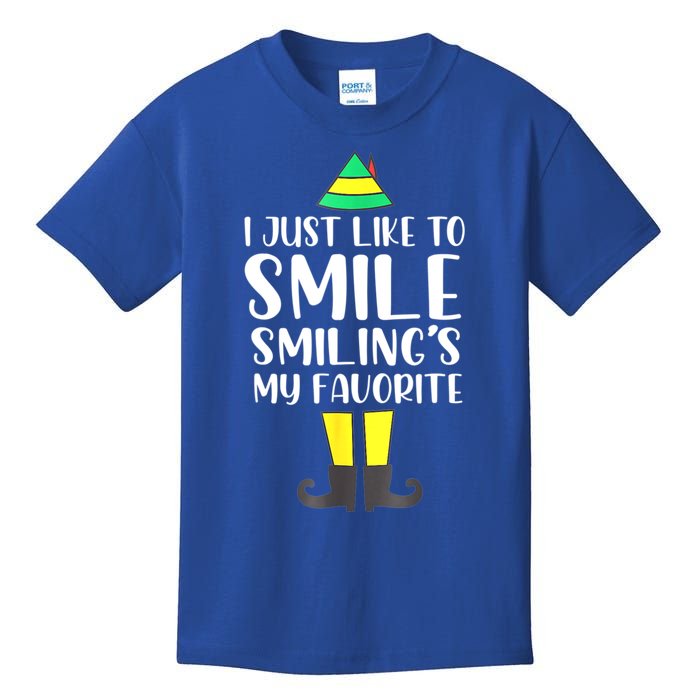 Smiling Is My Favorite Christmas Elf Buddy Kids T-Shirt