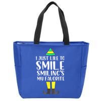 Smiling Is My Favorite Christmas Elf Buddy Zip Tote Bag