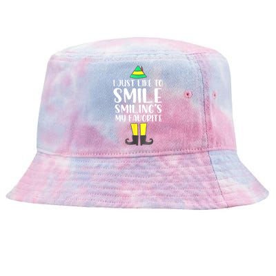 Smiling Is My Favorite Christmas Elf Buddy Tie-Dyed Bucket Hat