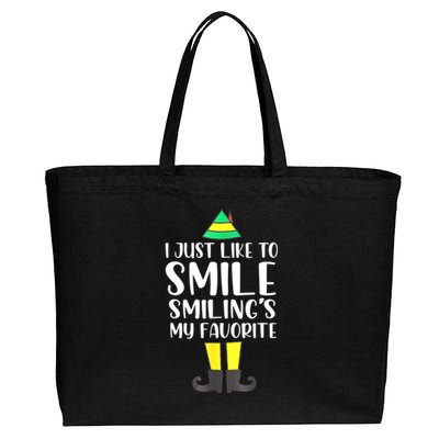 Smiling Is My Favorite Christmas Elf Buddy Cotton Canvas Jumbo Tote