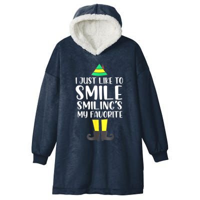 Smiling Is My Favorite Christmas Elf Buddy Hooded Wearable Blanket