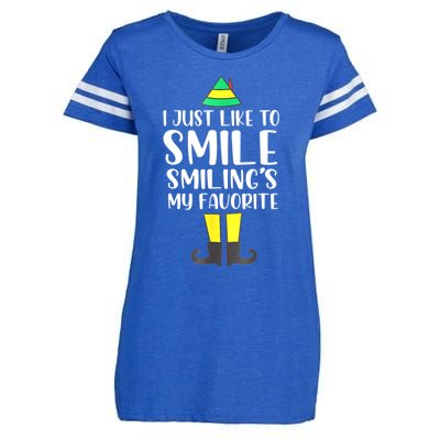 Smiling Is My Favorite Christmas Elf Buddy Enza Ladies Jersey Football T-Shirt