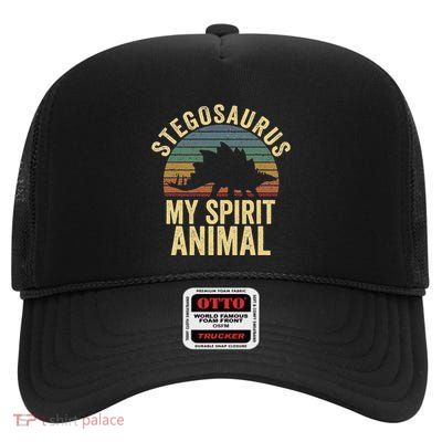 Stegosaurus Is My Spirit Animal Dinosaur Lovers Gift High Crown Mesh Back Trucker Hat