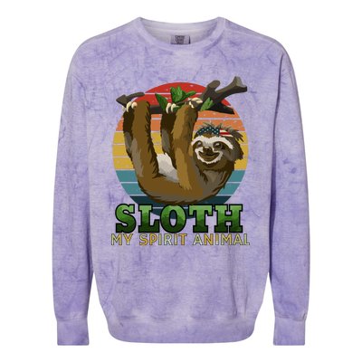 Sloth Is My Spirit Animal Funny Sloth Colorblast Crewneck Sweatshirt