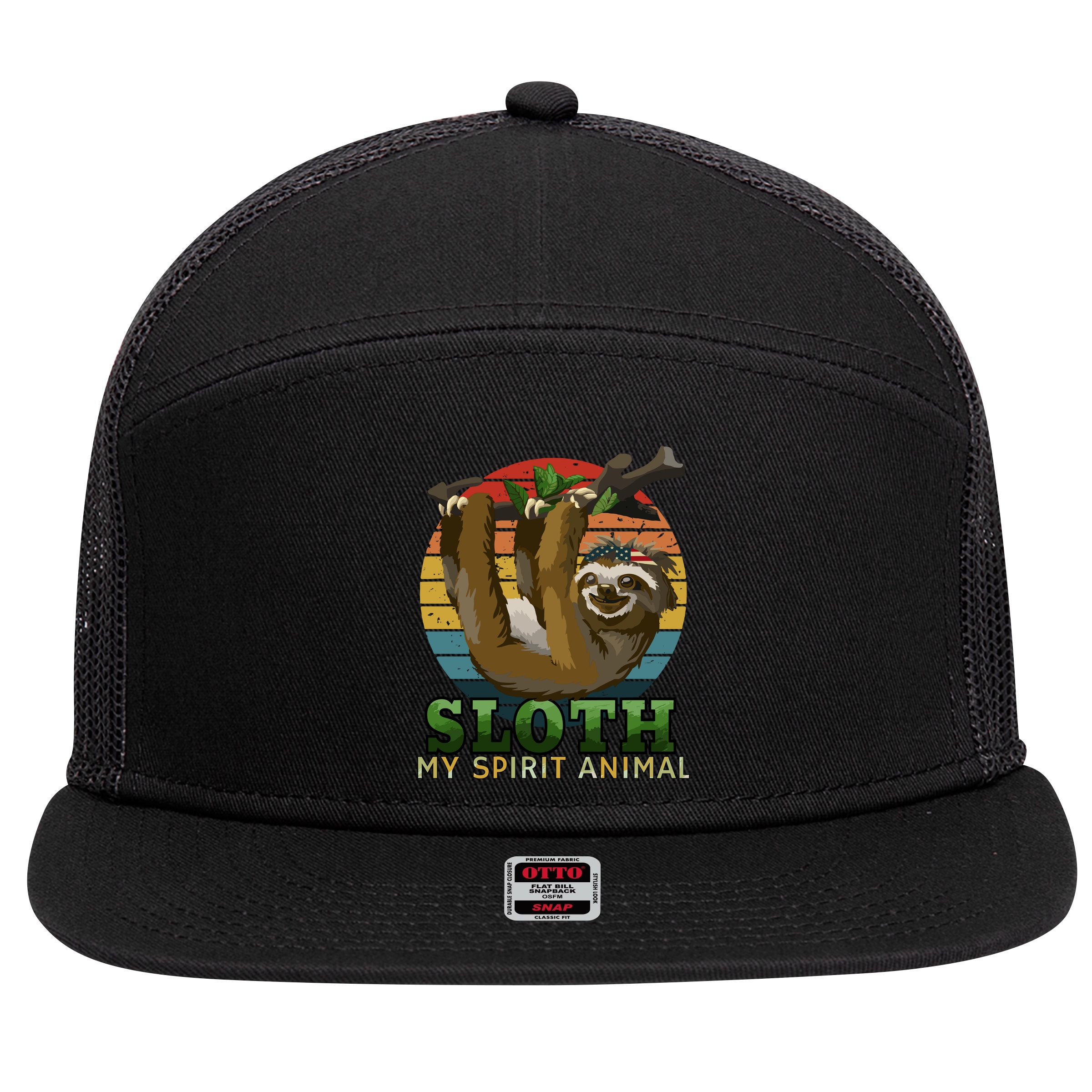 Sloth Is My Spirit Animal Funny Sloth 7 Panel Mesh Trucker Snapback Hat