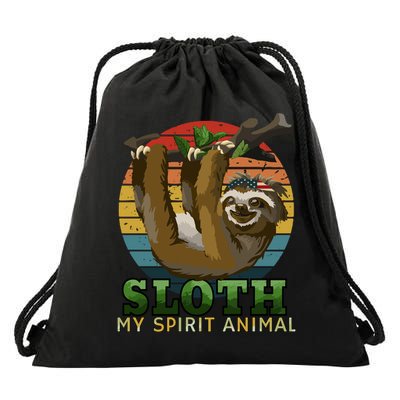 Sloth Is My Spirit Animal Funny Sloth Drawstring Bag