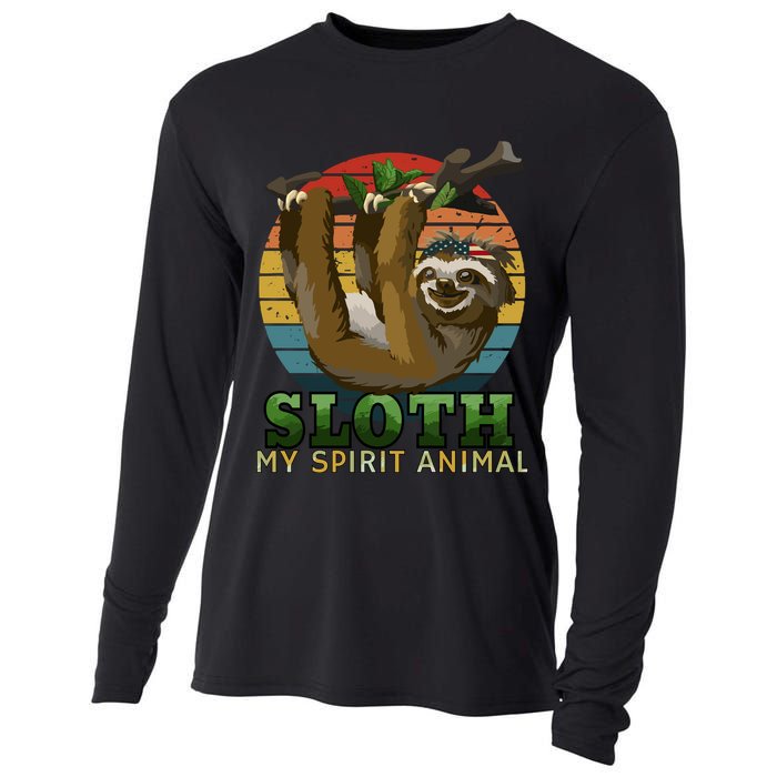 Sloth Is My Spirit Animal Funny Sloth Cooling Performance Long Sleeve Crew