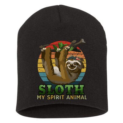 Sloth Is My Spirit Animal Funny Sloth Short Acrylic Beanie