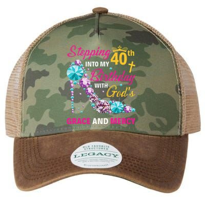 Stepping Into My 40th Birthday With Gods Grace And Mercy Legacy Tie Dye Trucker Hat