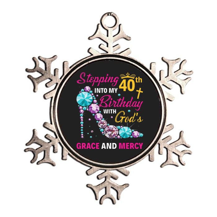 Stepping Into My 40th Birthday With Gods Grace And Mercy Metallic Star Ornament