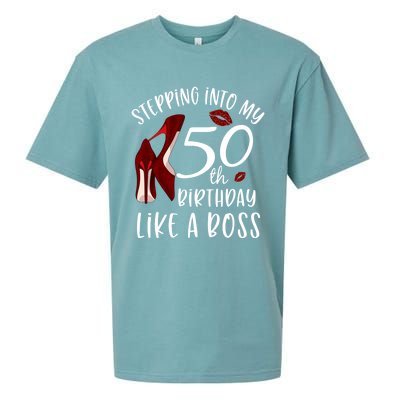 Stepping Into My 50th Birthday Like A Boss Gift 50 Years Old Sueded Cloud Jersey T-Shirt