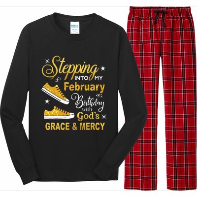 Stepping Into My February Birthday With Gods Grace and Mercy Long Sleeve Pajama Set