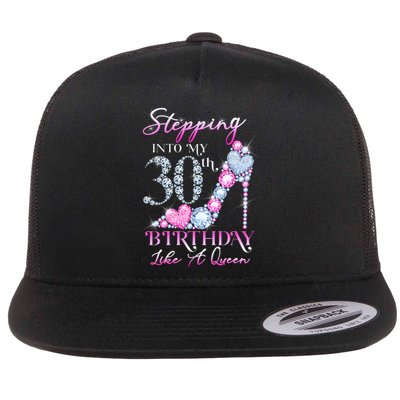 Stepping Into My 30th  Birthday Like A Queen Flatbill Hat