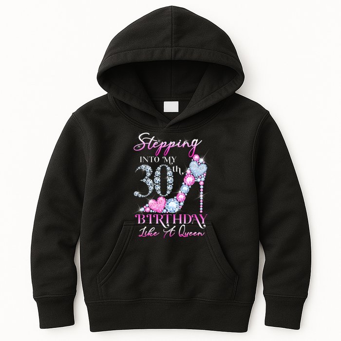 Stepping Into My 30th  Birthday Like A Queen Kids Hoodie