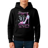 Stepping Into My 30th  Birthday Like A Queen Kids Hoodie