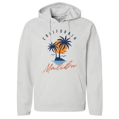 Summer In Malibu Beach Performance Fleece Hoodie