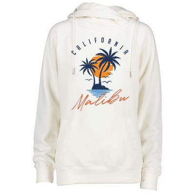 Summer In Malibu Beach Womens Funnel Neck Pullover Hood