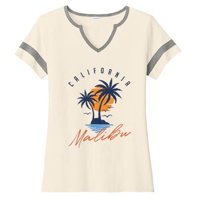 Summer In Malibu Beach Ladies Halftime Notch Neck Tee