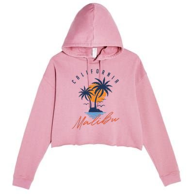 Summer In Malibu Beach Crop Fleece Hoodie