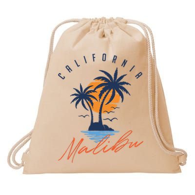 Summer In Malibu Beach Drawstring Bag